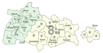 Karte Süd-/Südwestdeutschland